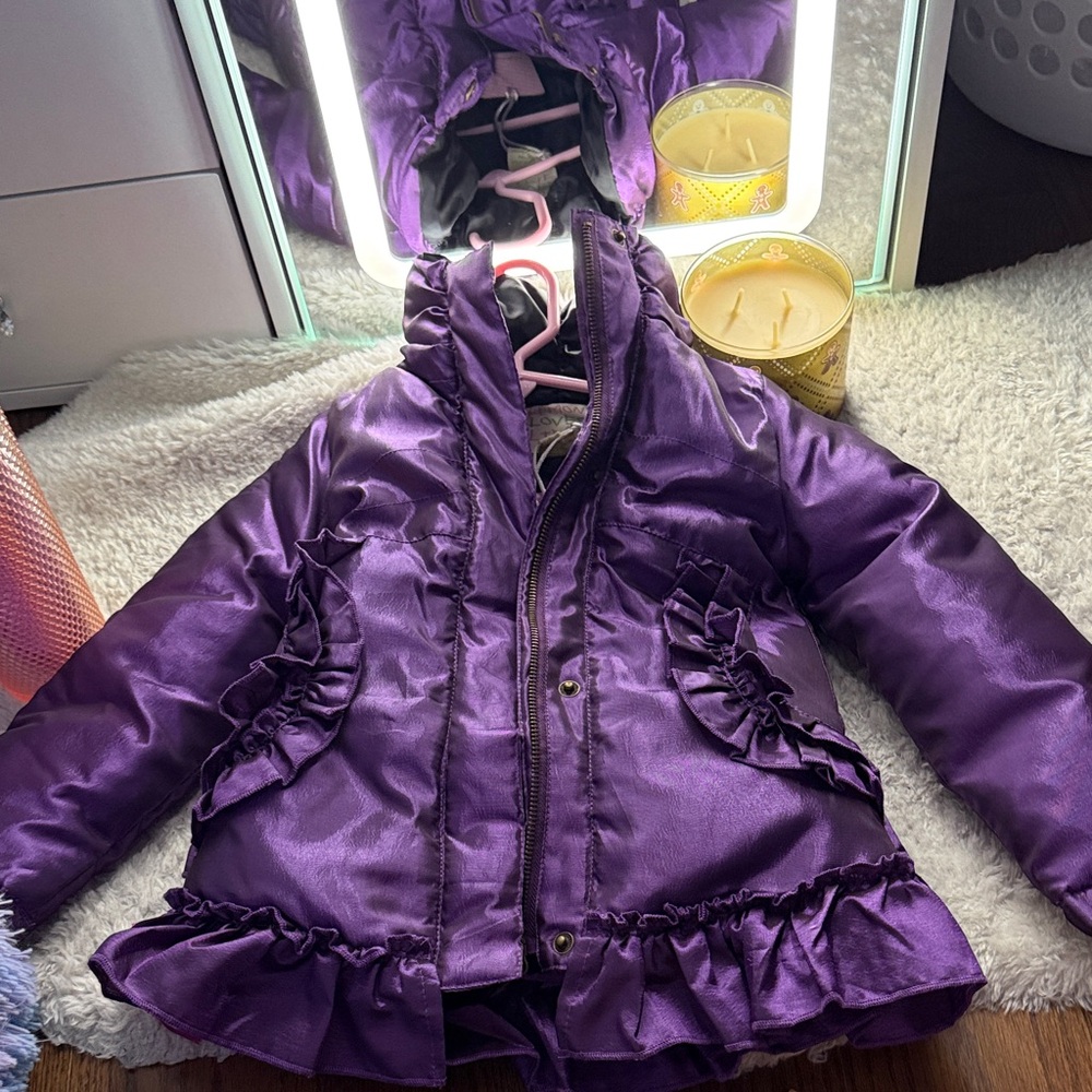 Lemon Loves Lime Shiny Purple Puffer Jacket